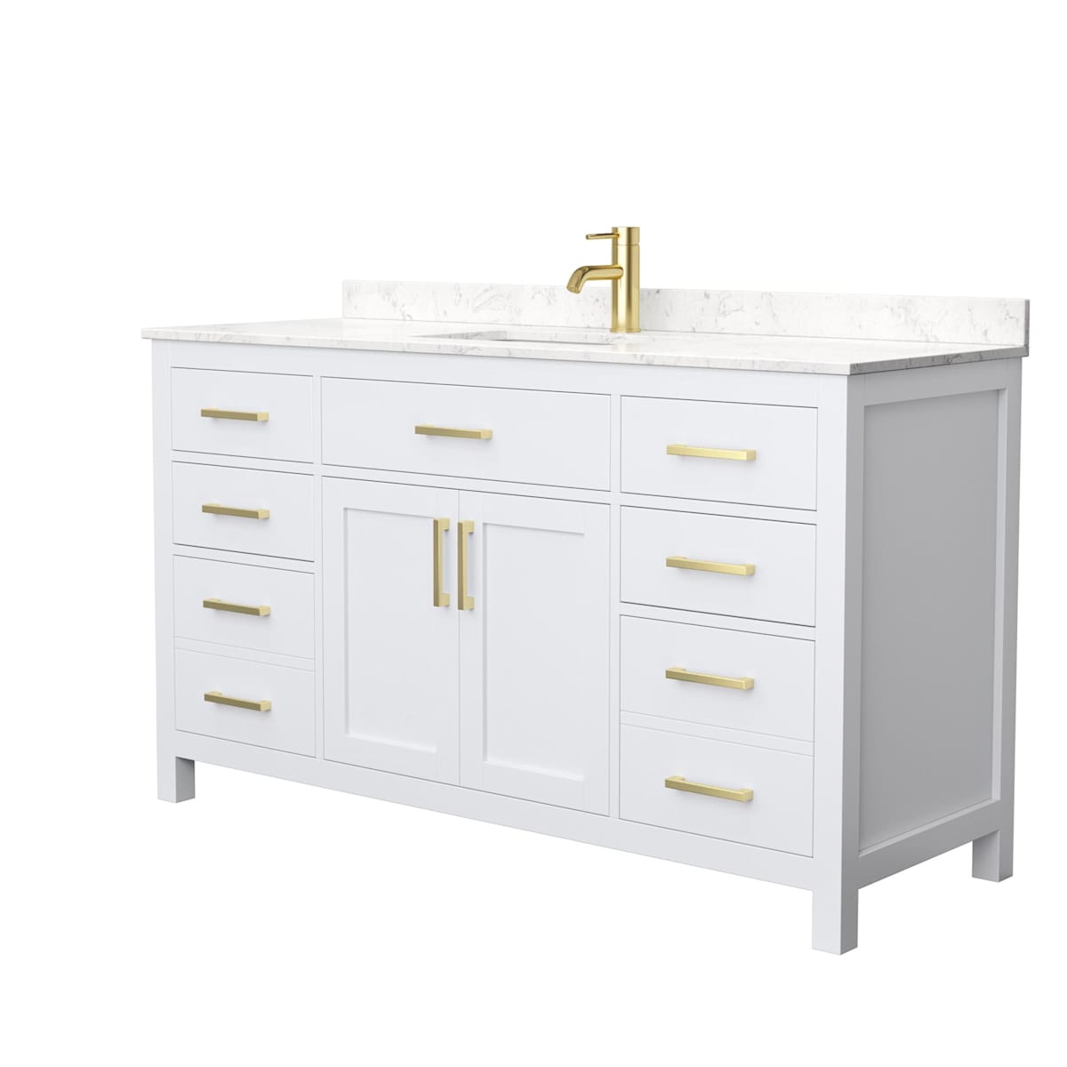 Beckett 60" Free Standing Single Basin Vanity Set with Cabinet and Cultured Marble Vanity Top