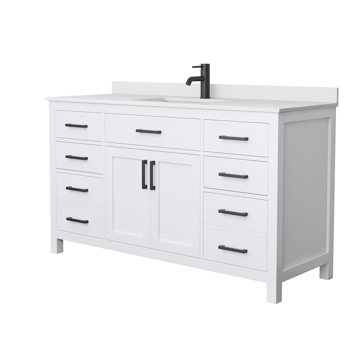 Beckett 60" Free Standing Single Basin Vanity Set with Cabinet and Cultured Marble Vanity Top