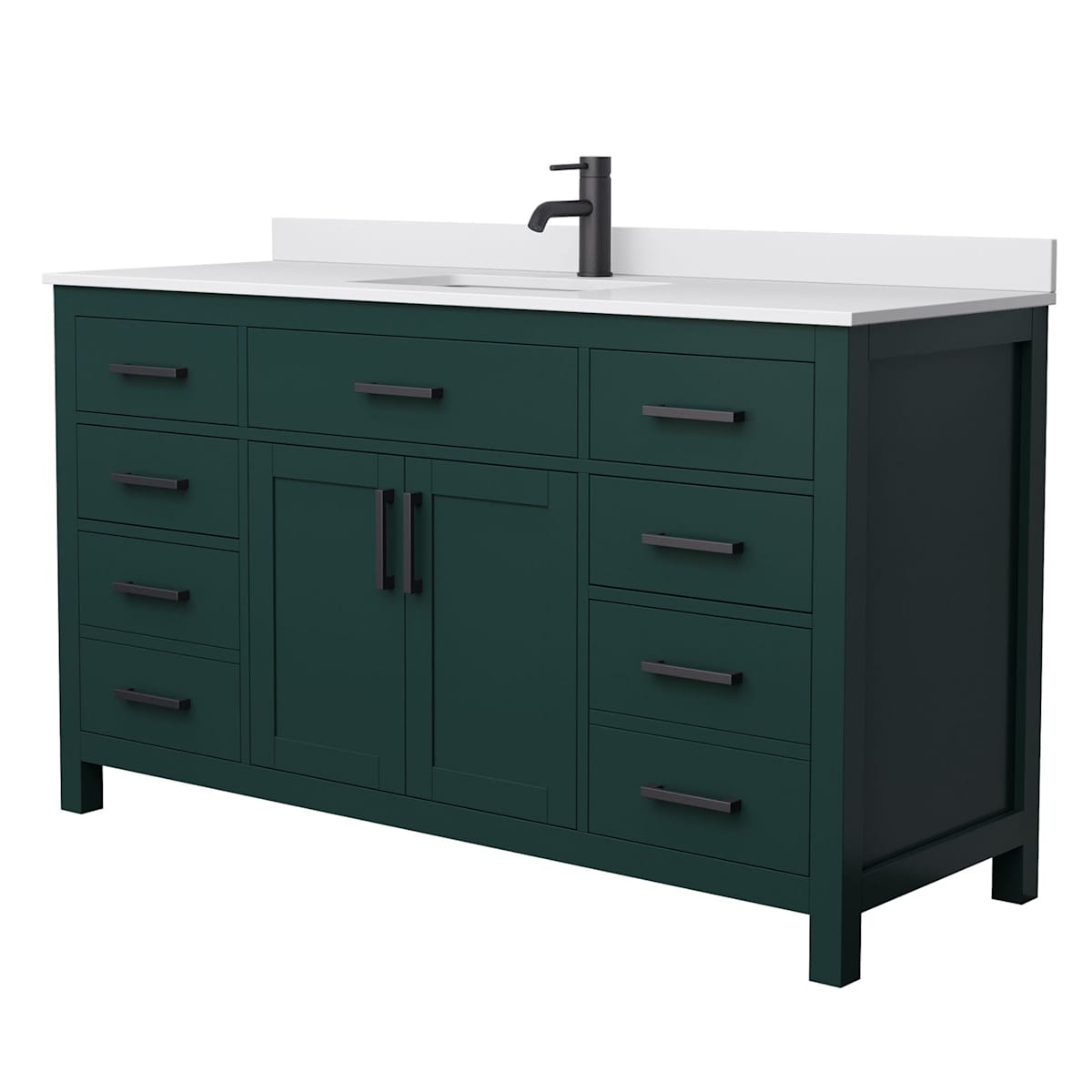 Beckett 60" Free Standing Single Basin Vanity Set with Cabinet and Cultured Marble Vanity Top