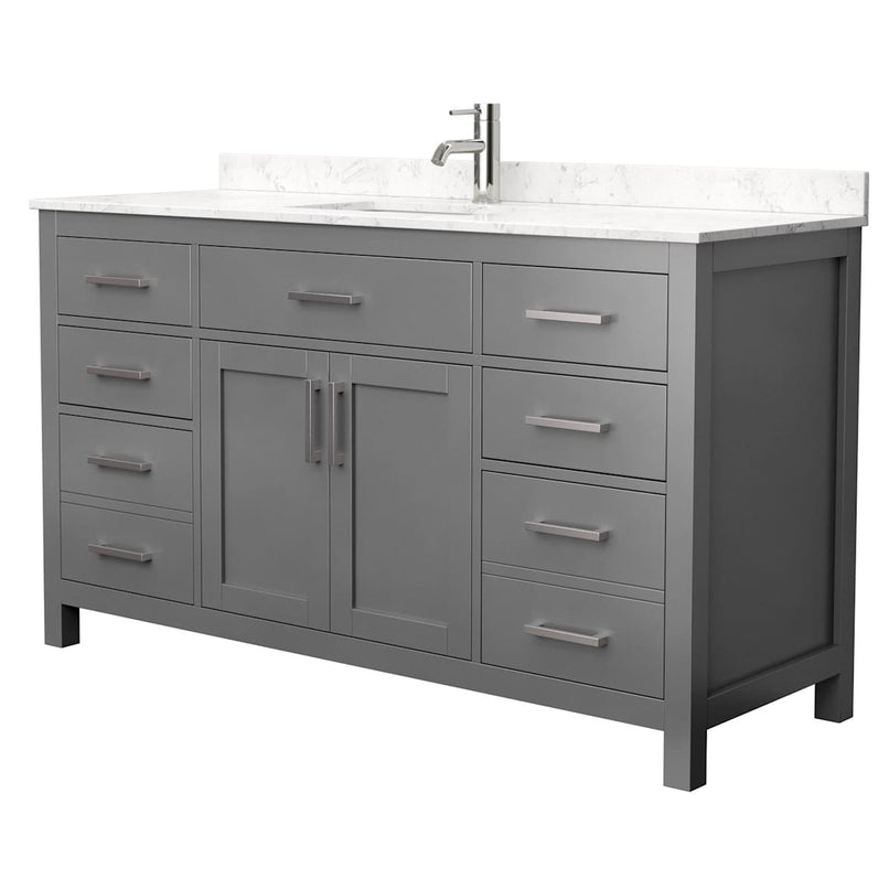 Beckett 60" Free Standing Single Basin Vanity Set with Wood Cabinet and Cultured Marble Vanity Top - image 2
