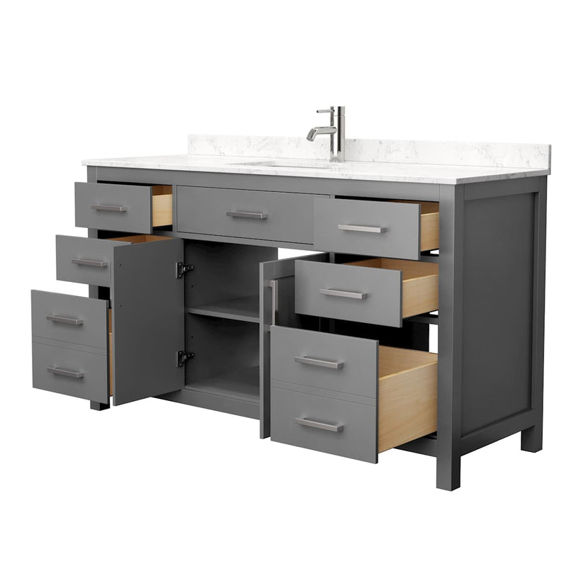 Beckett 60" Free Standing Single Basin Vanity Set with Wood Cabinet and Cultured Marble Vanity Top - image 3