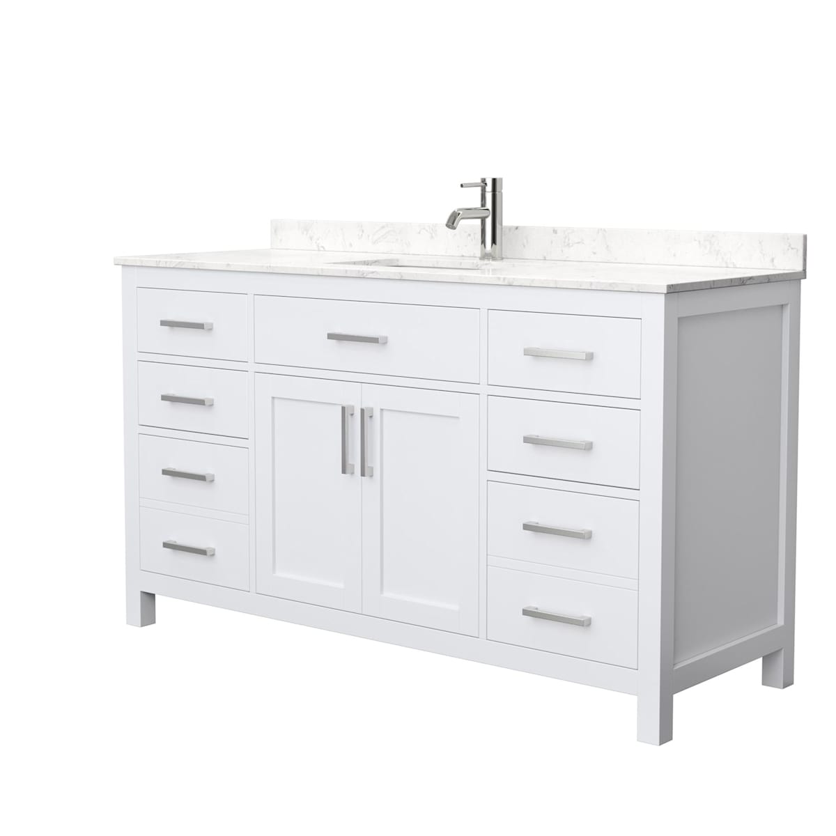 Beckett 60" Free Standing Single Basin Vanity Set with Wood Cabinet and Cultured Marble Vanity Top