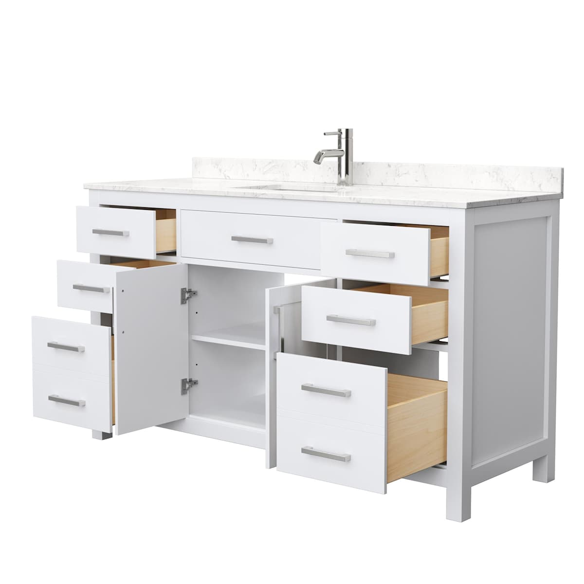 Beckett 60" Free Standing Single Basin Vanity Set with Wood Cabinet and Cultured Marble Vanity Top - image 8
