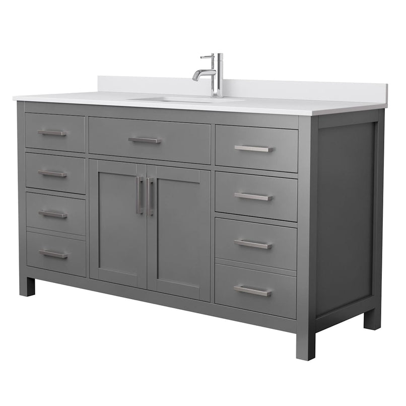 Beckett 60" Free Standing Single Basin Vanity Set with Wood Cabinet and Cultured Marble Vanity Top - image 2