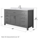 Beckett 60" Free Standing Single Basin Vanity Set with Wood Cabinet and Cultured Marble Vanity Top - image 5
