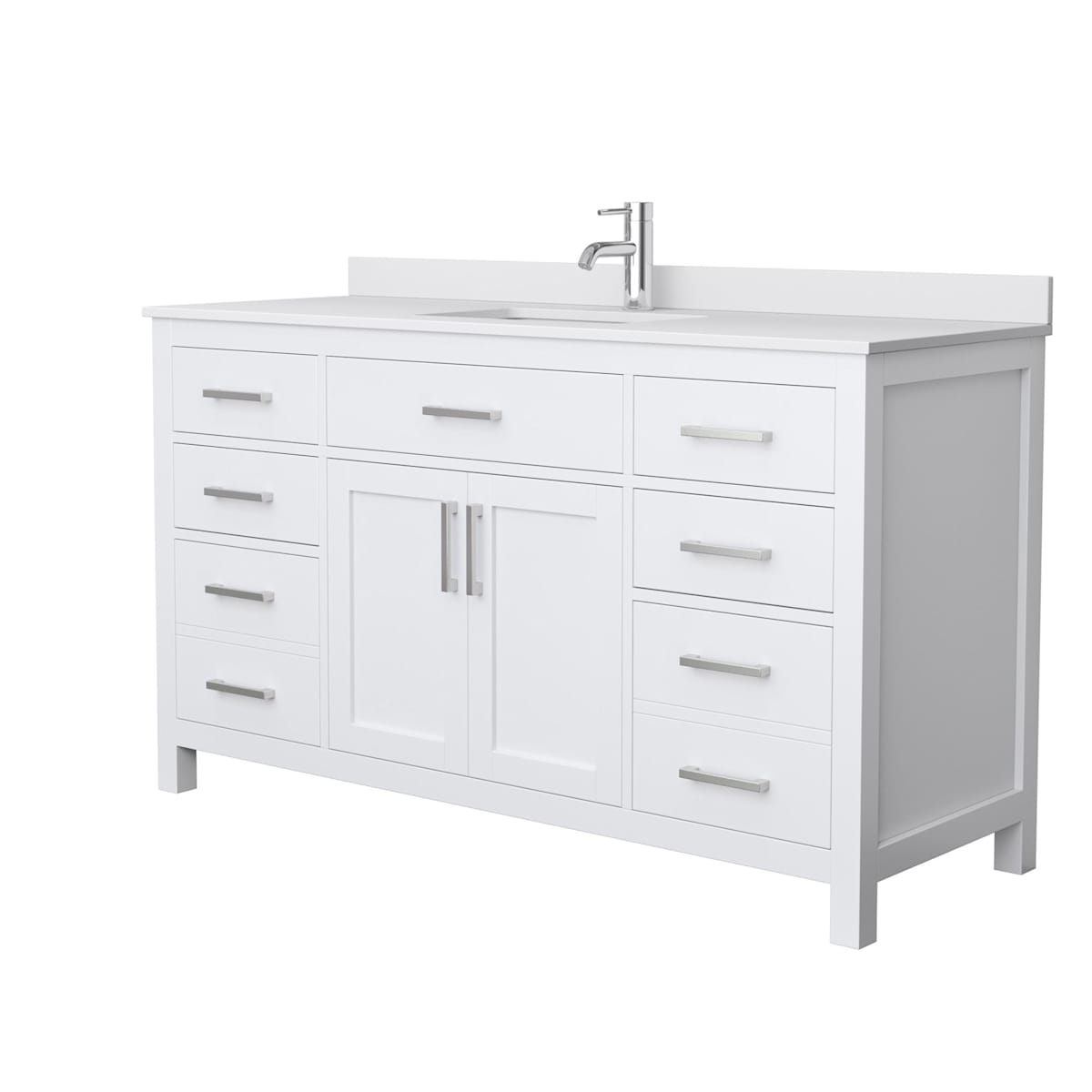 Beckett 60" Free Standing Single Basin Vanity Set with Wood Cabinet and Cultured Marble Vanity Top