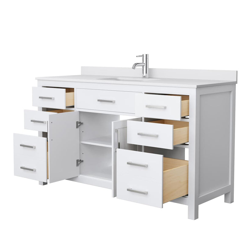 Beckett 60" Free Standing Single Basin Vanity Set with Wood Cabinet and Cultured Marble Vanity Top - image 8