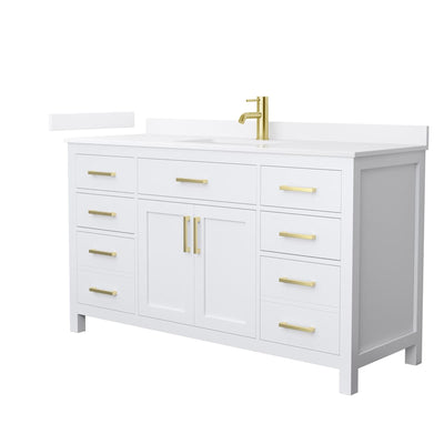 Beckett 60" Free Standing Single Basin Vanity Set with Cabinet and Quartz Vanity Top - image 1
