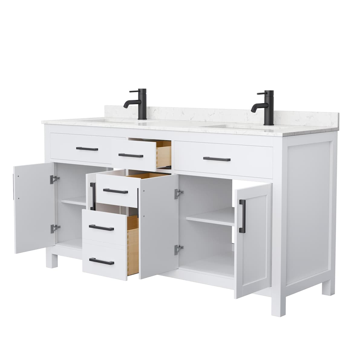 Beckett 66" Free Standing Double Basin Vanity Set with Cabinet and Cultured Marble Vanity Top - image 3