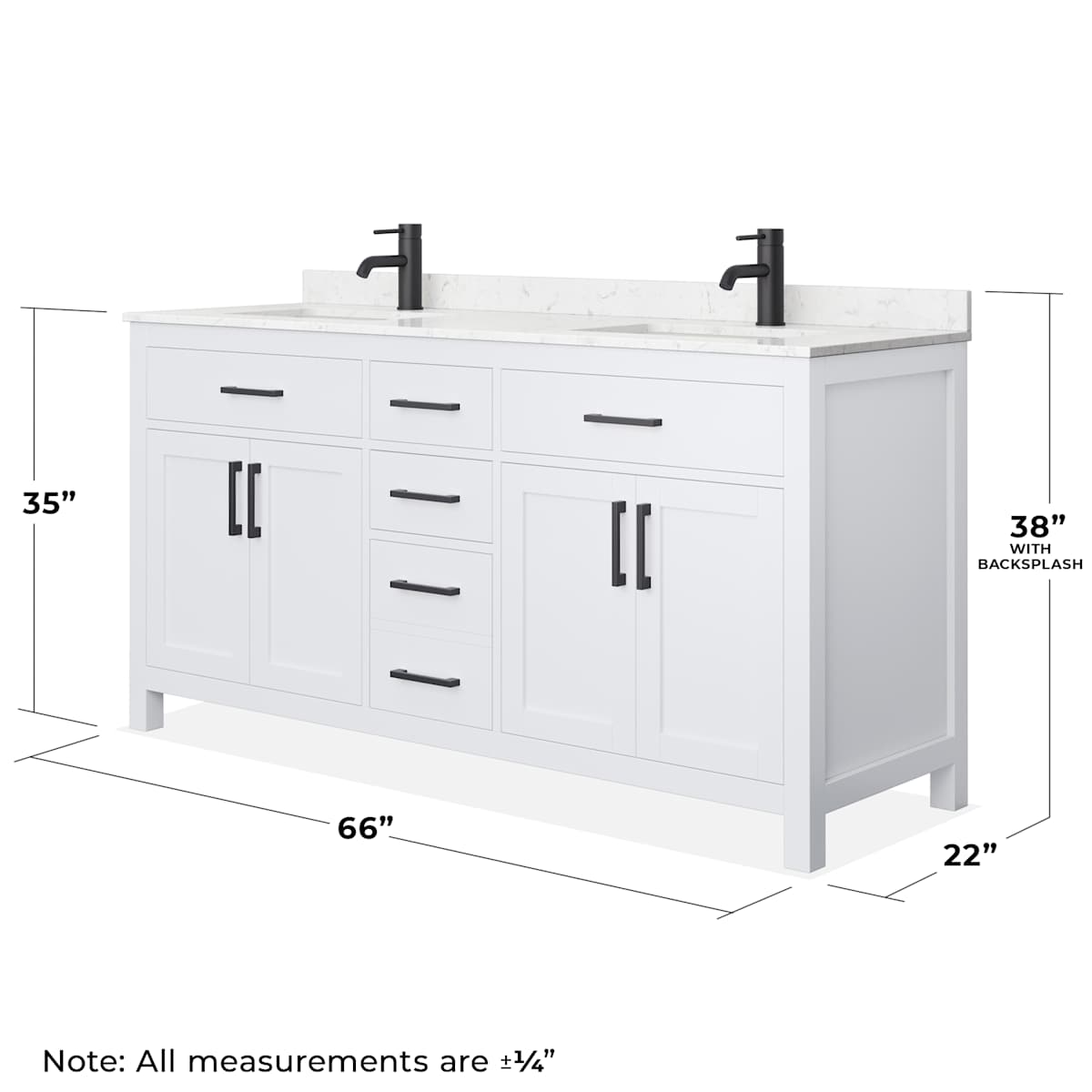 Beckett 66" Free Standing Double Basin Vanity Set with Cabinet and Cultured Marble Vanity Top