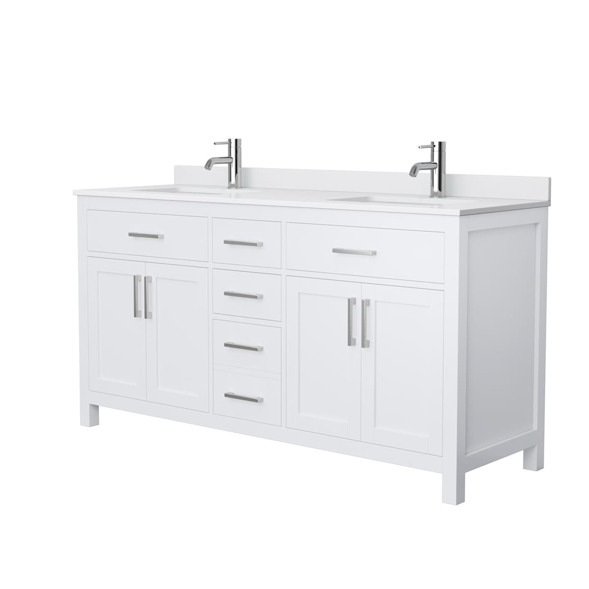 Beckett 66" Free Standing Double Basin Vanity Set with Cabinet and Cultured Marble Vanity Top