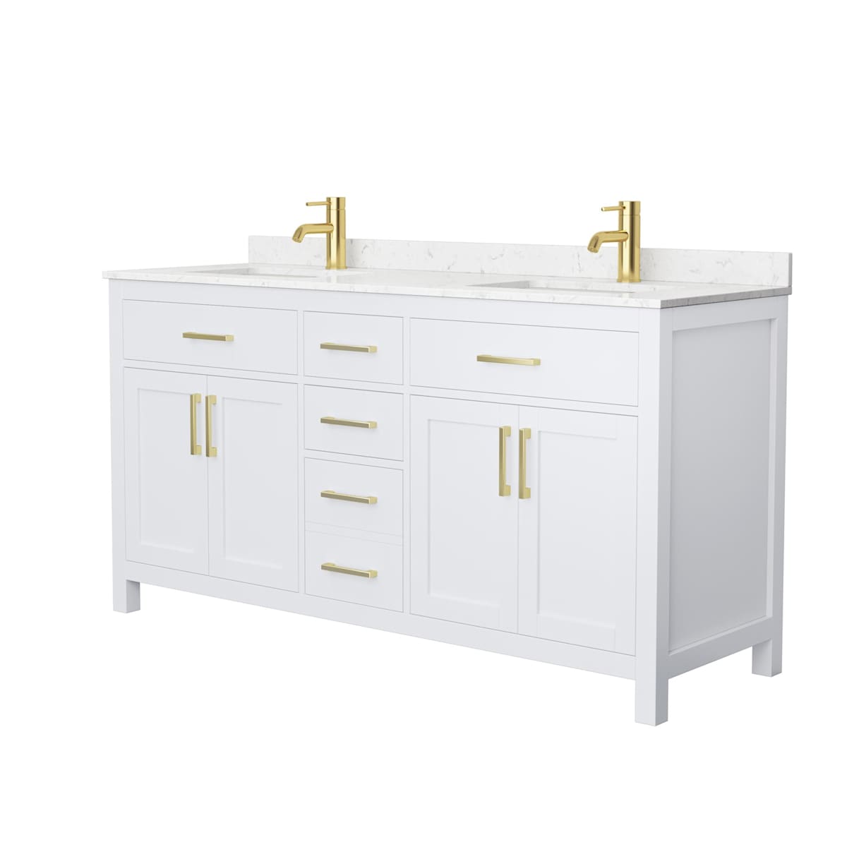 Beckett 66" Free Standing Double Basin Vanity Set with Cabinet and Cultured Marble Vanity Top
