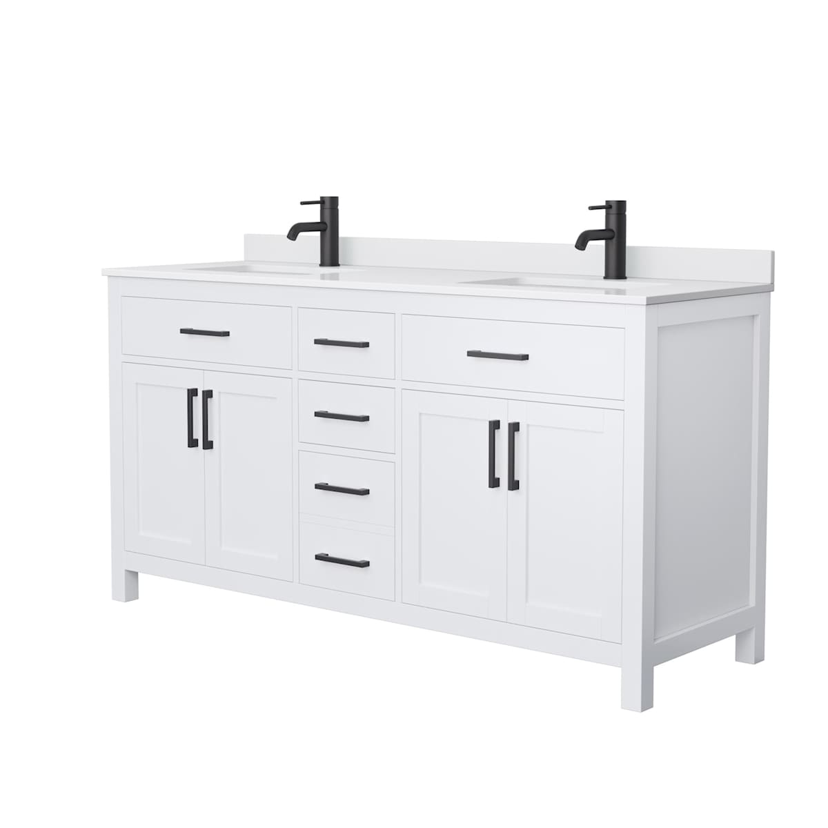 Beckett 66" Free Standing Double Basin Vanity Set with Cabinet and Cultured Marble Vanity Top