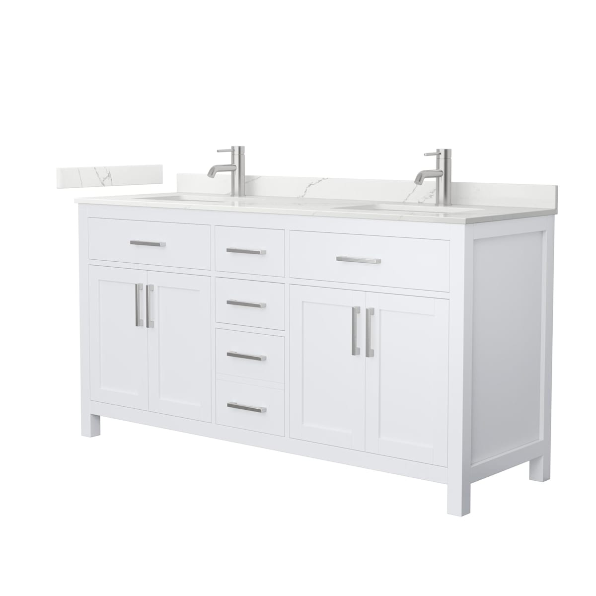 Beckett 66" Free Standing Double Basin Vanity Set with Cabinet and Quartz Vanity Top