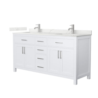 Beckett 66" Free Standing Double Basin Vanity Set with Cabinet and Quartz Vanity Top - image 1
