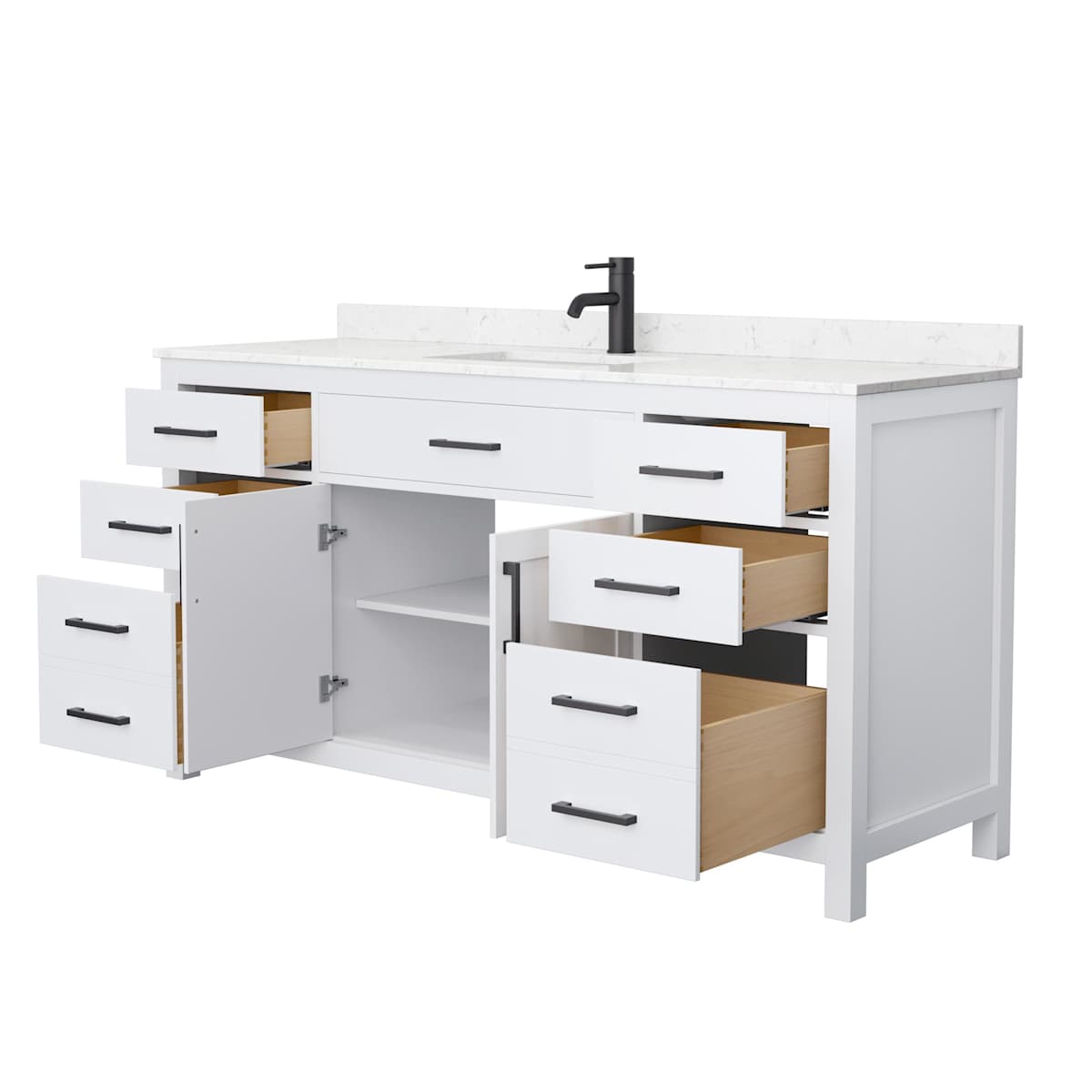 Beckett 66" Free Standing Single Basin Vanity Set with Cabinet and Cultured Marble Vanity Top