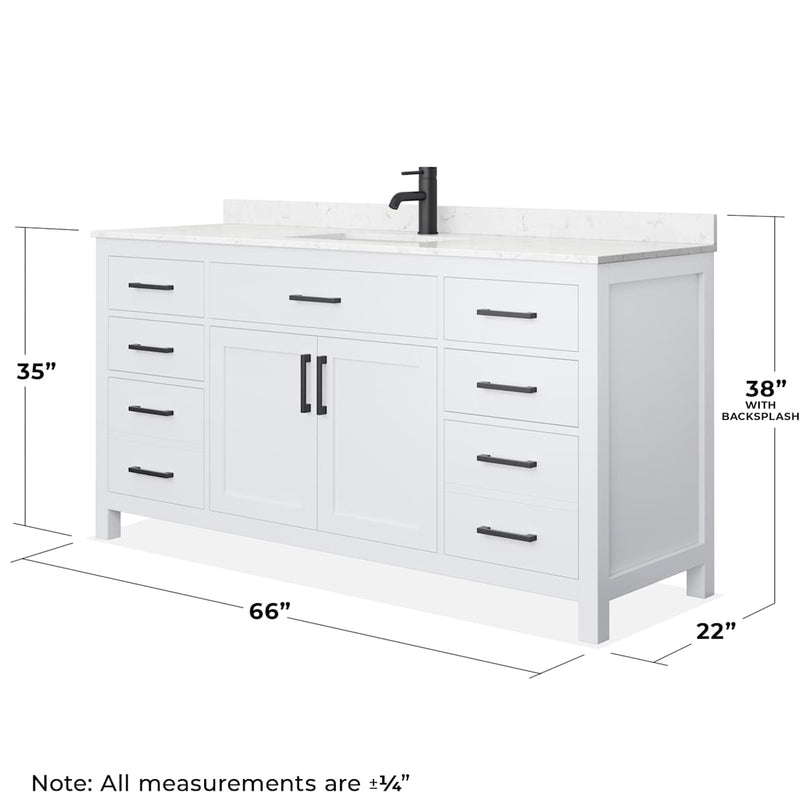 Beckett 66" Free Standing Single Basin Vanity Set with Cabinet and Cultured Marble Vanity Top - image 5