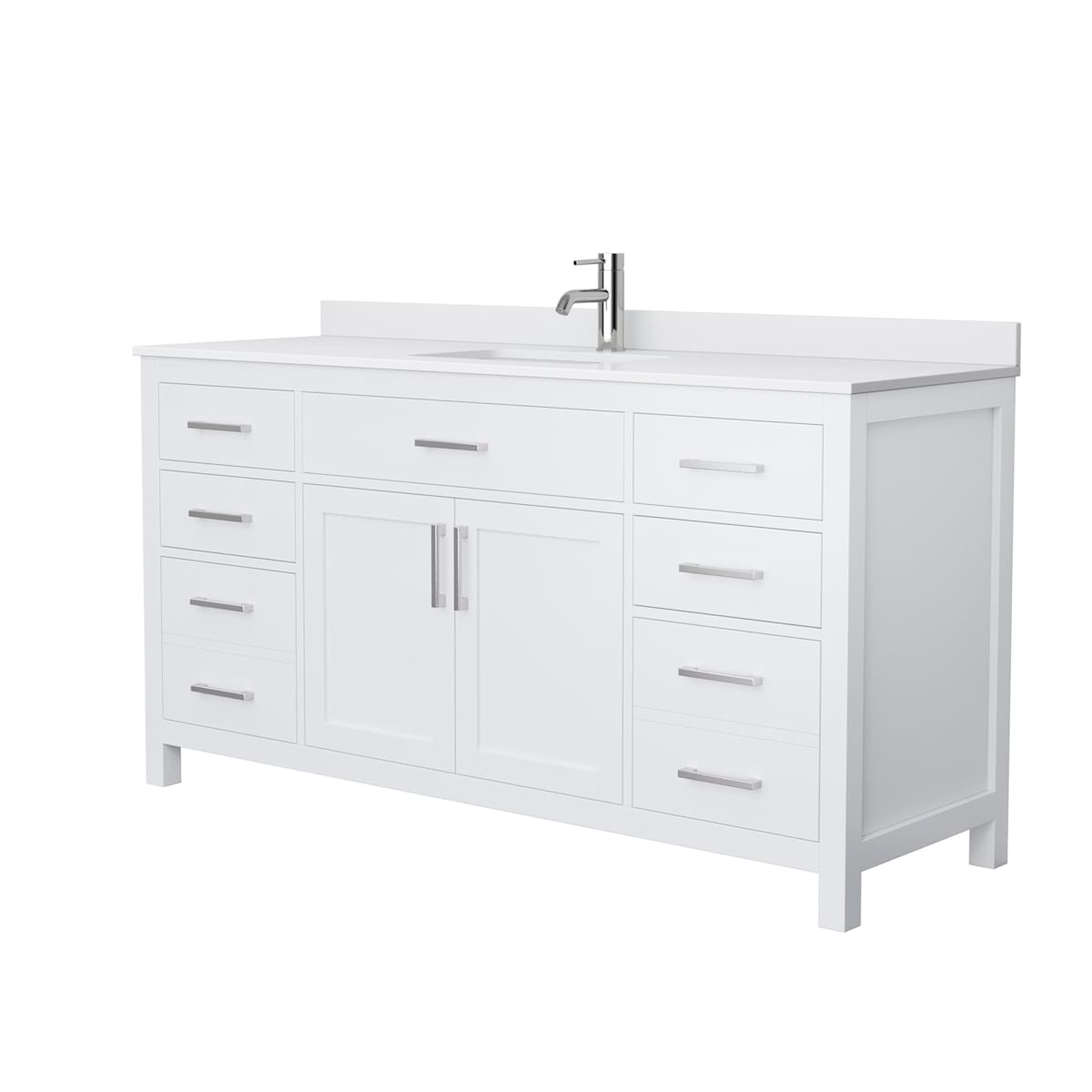 Beckett 66" Free Standing Single Basin Vanity Set with Cabinet and Cultured Marble Vanity Top - image 8