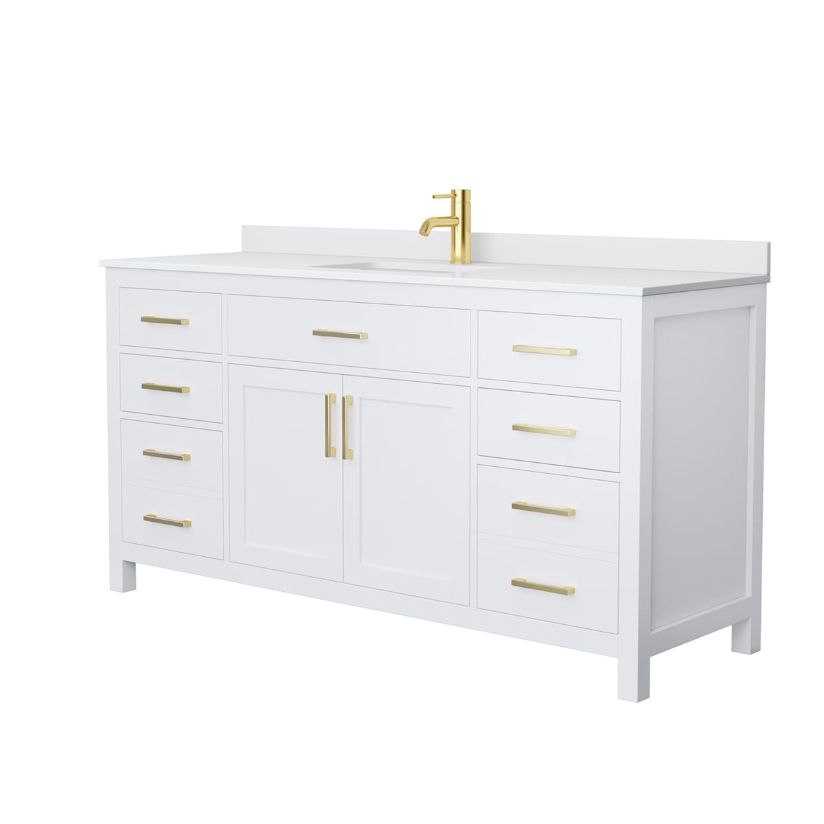 Beckett 66" Free Standing Single Basin Vanity Set with Cabinet and Cultured Marble Vanity Top
