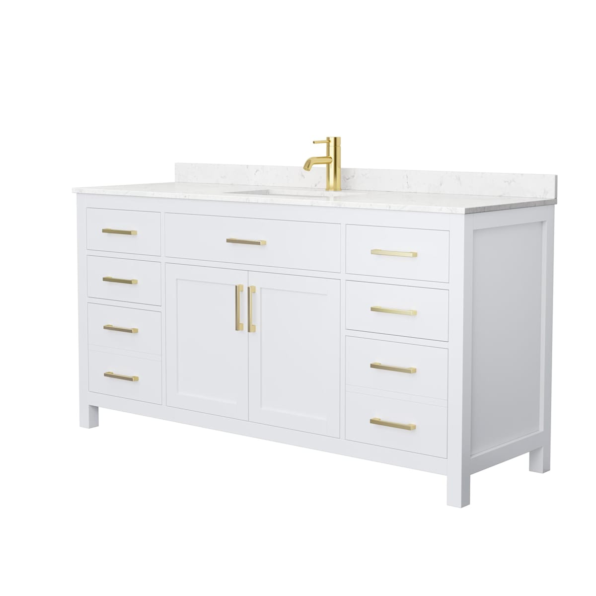 Beckett 66" Free Standing Single Basin Vanity Set with Cabinet and Cultured Marble Vanity Top