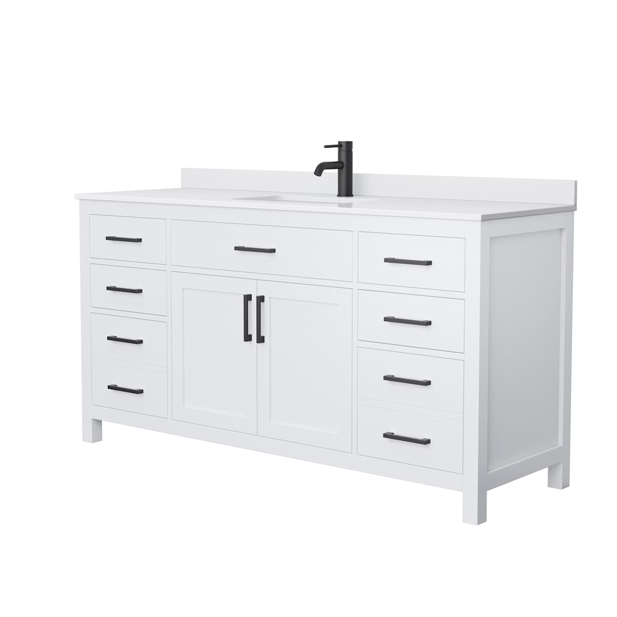 Beckett 66" Free Standing Single Basin Vanity Set with Cabinet and Cultured Marble Vanity Top