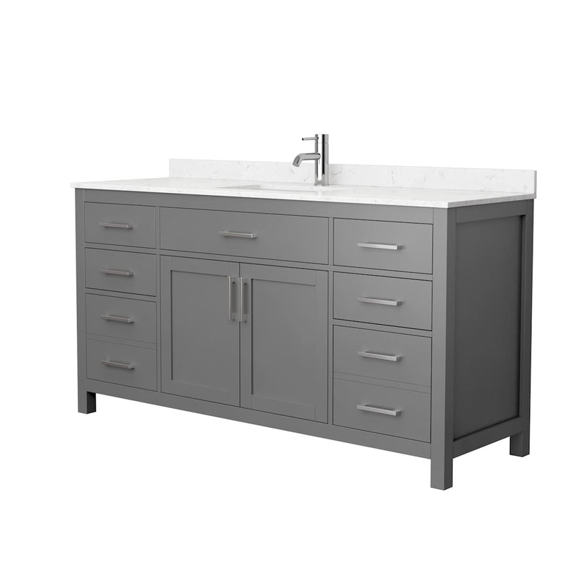 Beckett 66" Free Standing Single Basin Vanity Set with Cabinet and Cultured Marble Vanity Top - image 14
