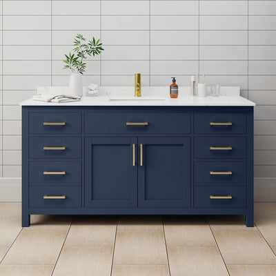 Beckett 66" Free Standing Single Basin Vanity Set with Cabinet and Cultured Marble Vanity Top - image 1