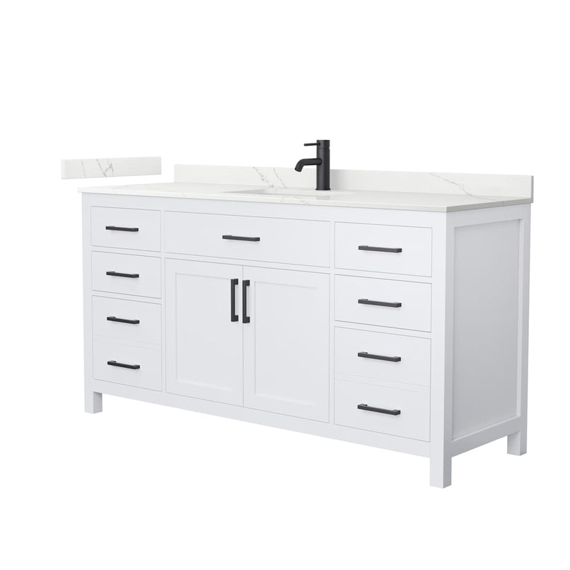 Beckett 66" Free Standing Single Basin Vanity Set with Cabinet and Quartz Vanity Top - image 1