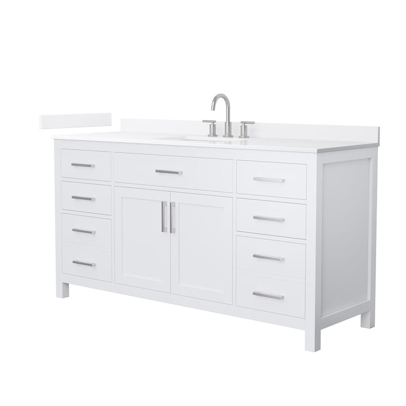 Beckett 66" Free Standing Single Basin Vanity Set with Cabinet and Quartz Vanity Top - image 1