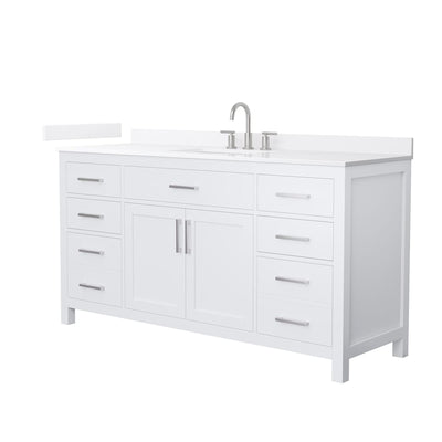 Beckett 66" Free Standing Single Basin Vanity Set with Cabinet and Quartz Vanity Top - image 1