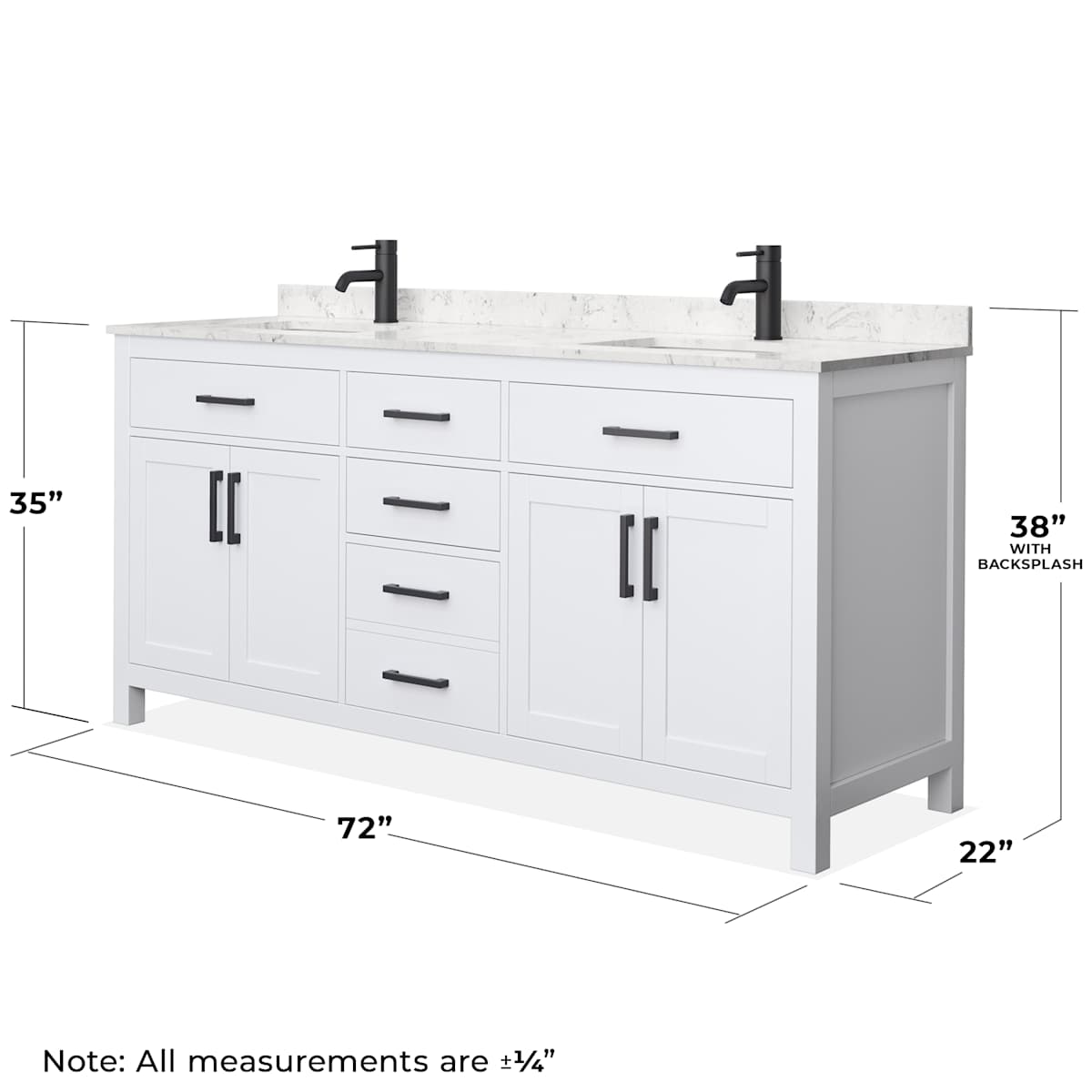 Beckett 72" Free Standing Double Basin Vanity Set with Cabinet and Cultured Marble Vanity Top