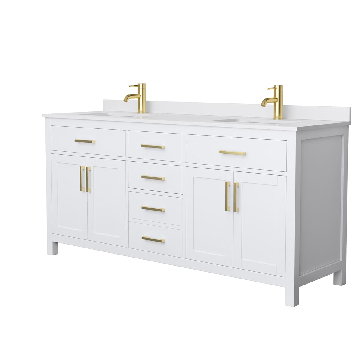Beckett 72" Free Standing Double Basin Vanity Set with Cabinet and Cultured Marble Vanity Top