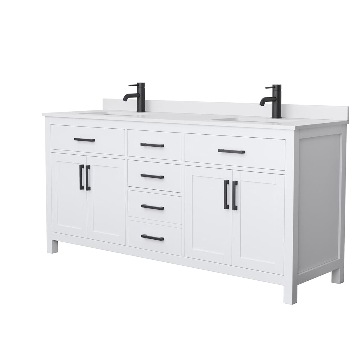 Beckett 72" Free Standing Double Basin Vanity Set with Cabinet and Cultured Marble Vanity Top
