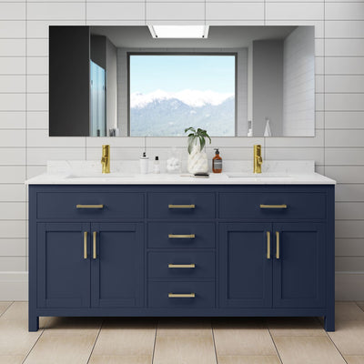 Beckett 72" Free Standing Double Basin Vanity Set with Cabinet and Cultured Marble Vanity Top - image 1