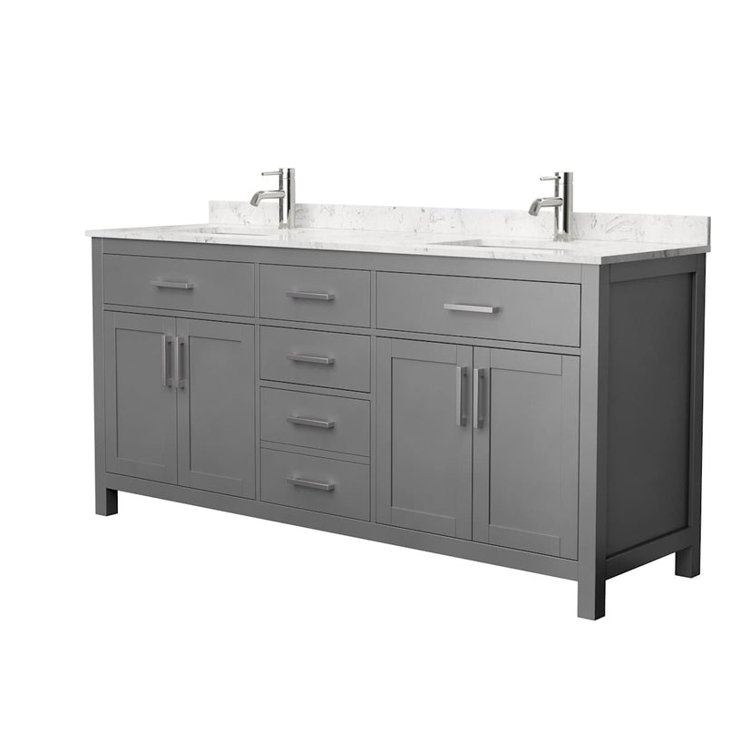 Beckett 72" Free Standing Double Basin Vanity Set with Wood Cabinet and Cultured Marble Vanity Top - image 2