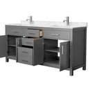 Beckett 72" Free Standing Double Basin Vanity Set with Wood Cabinet and Cultured Marble Vanity Top - image 3