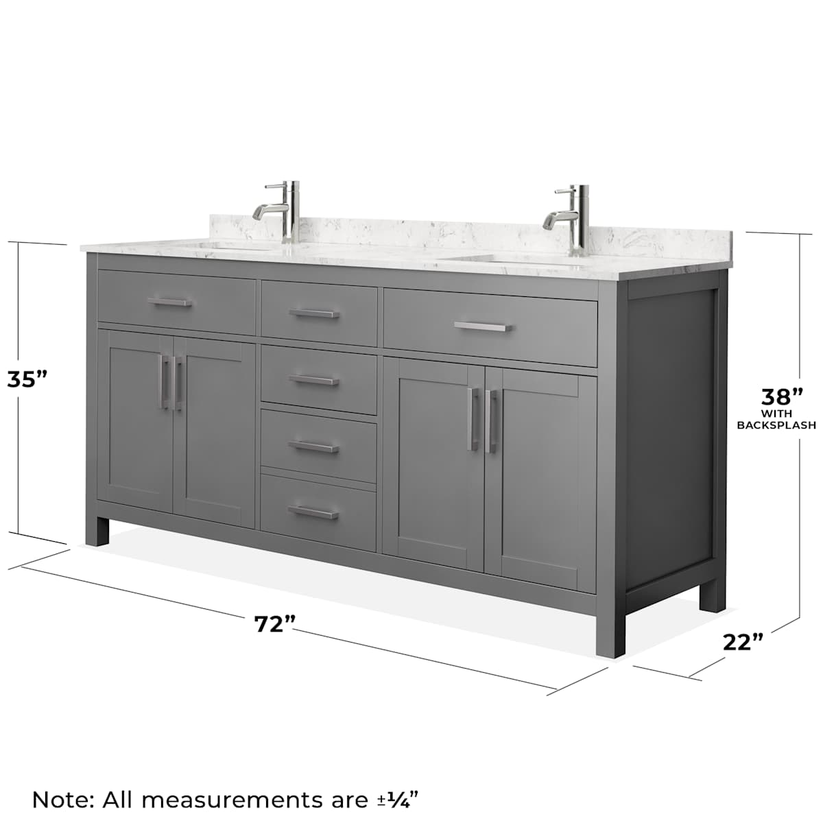 Beckett 72" Free Standing Double Basin Vanity Set with Wood Cabinet and Cultured Marble Vanity Top