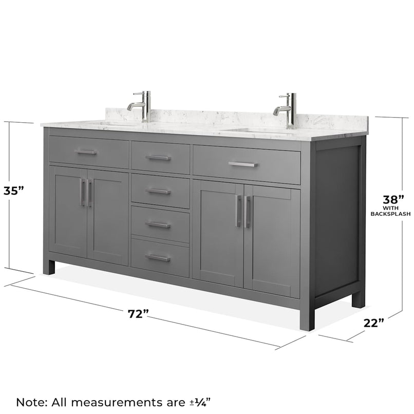 Beckett 72" Free Standing Double Basin Vanity Set with Wood Cabinet and Cultured Marble Vanity Top - image 5