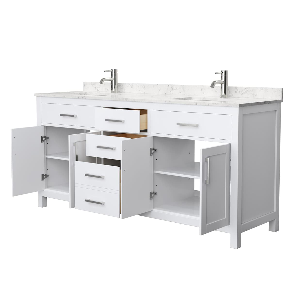 Beckett 72" Free Standing Double Basin Vanity Set with Wood Cabinet and Cultured Marble Vanity Top