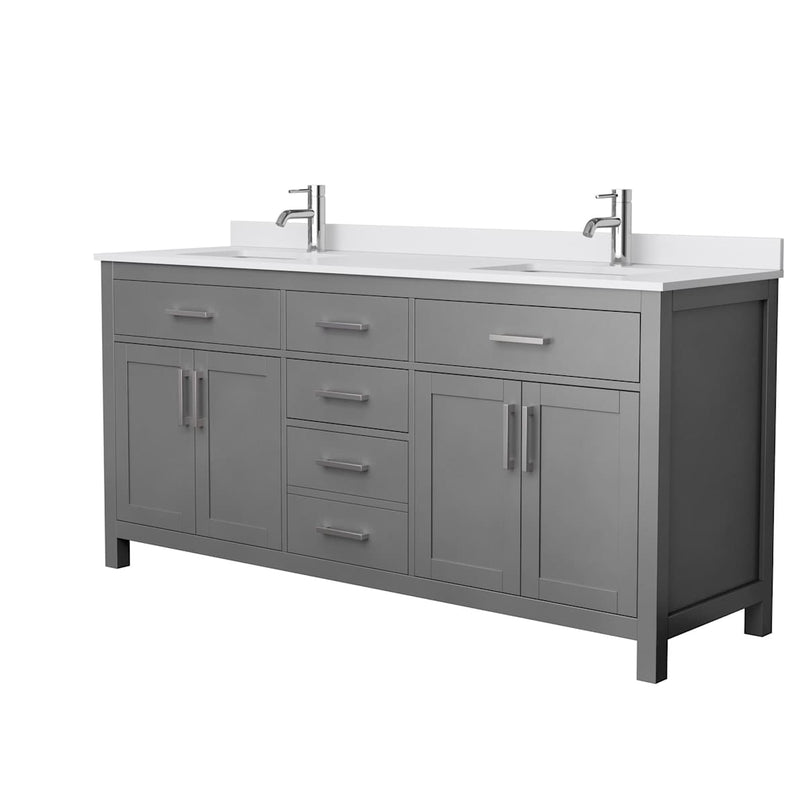 Beckett 72" Free Standing Double Basin Vanity Set with Wood Cabinet and Cultured Marble Vanity Top - image 2