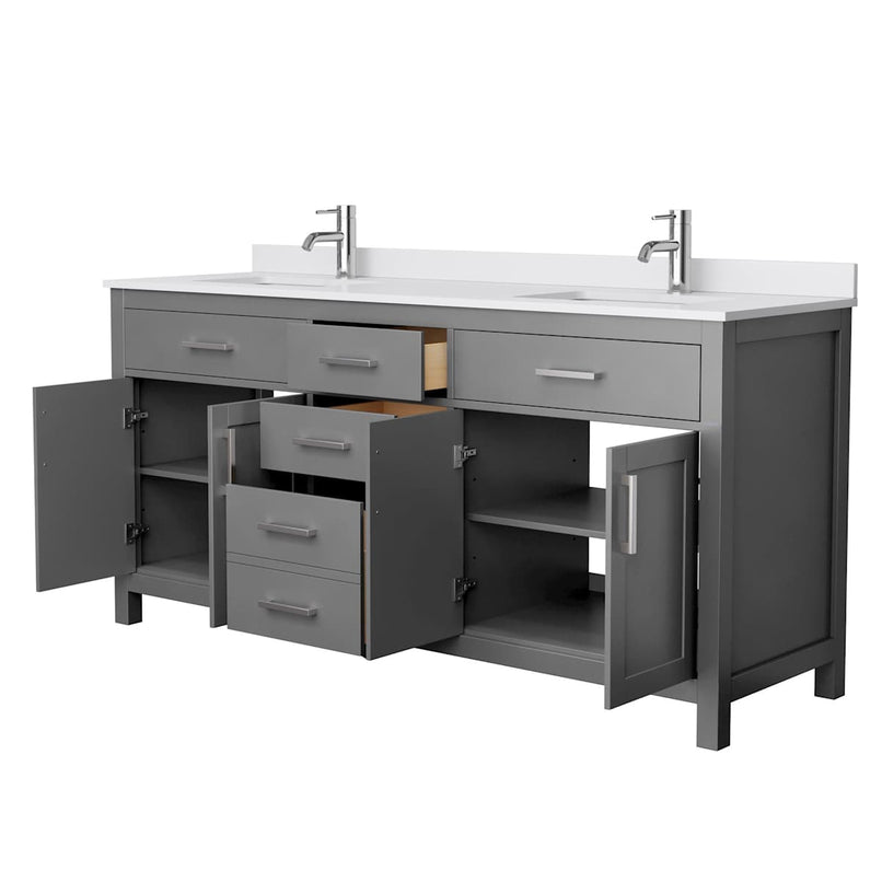 Beckett 72" Free Standing Double Basin Vanity Set with Wood Cabinet and Cultured Marble Vanity Top - image 3
