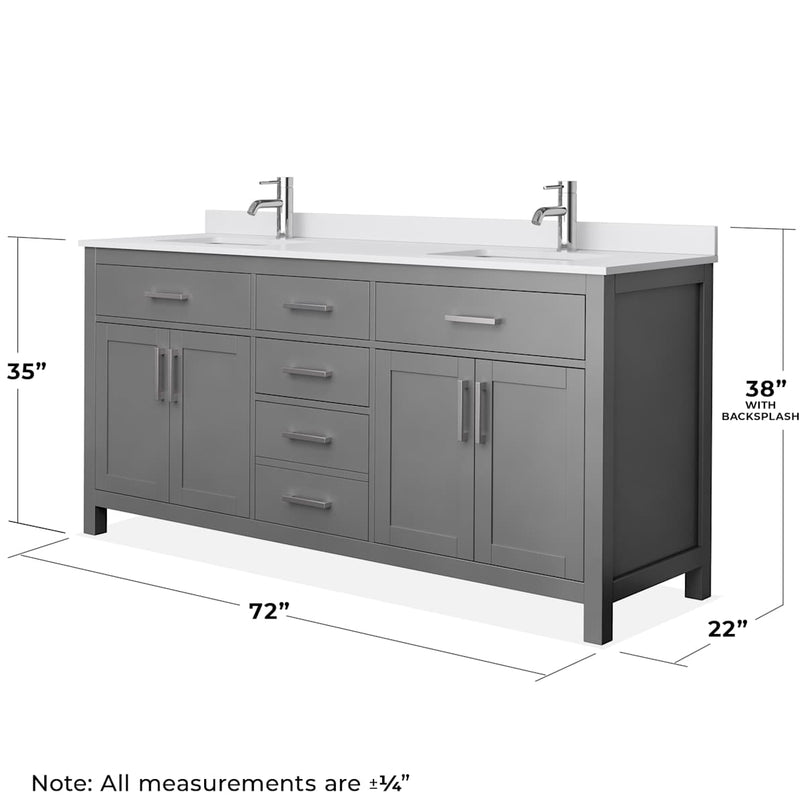Beckett 72" Free Standing Double Basin Vanity Set with Wood Cabinet and Cultured Marble Vanity Top - image 5