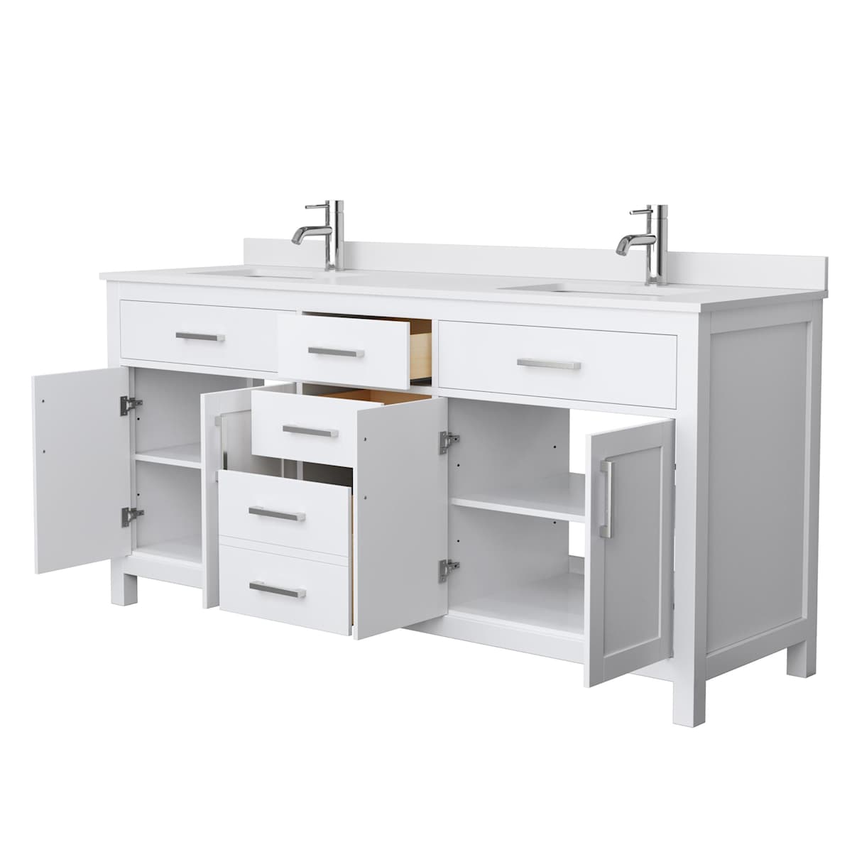 Beckett 72" Free Standing Double Basin Vanity Set with Wood Cabinet and Cultured Marble Vanity Top