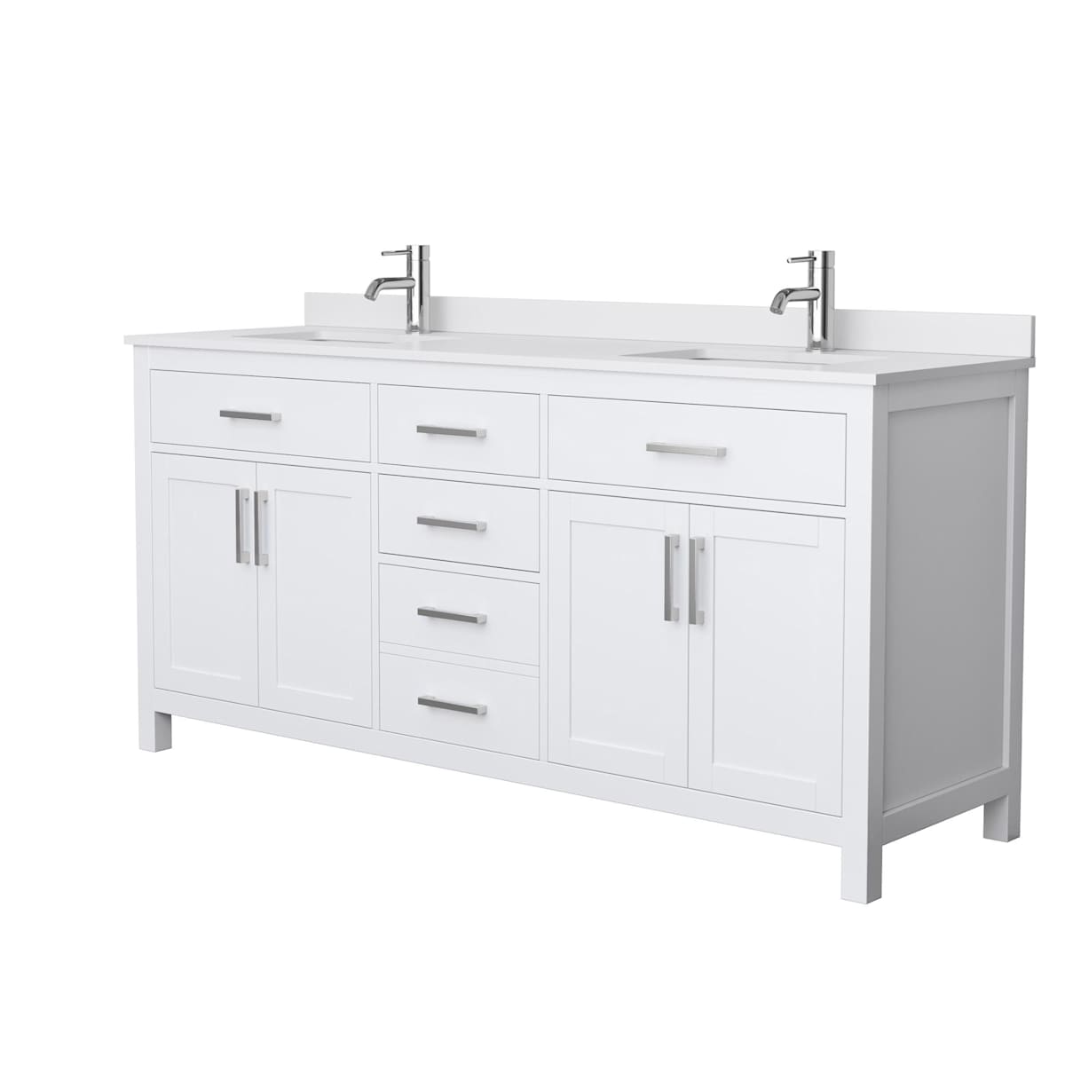 Beckett 72" Free Standing Double Basin Vanity Set with Wood Cabinet and Cultured Marble Vanity Top