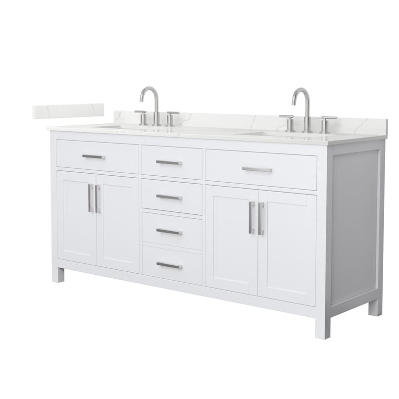 Beckett 72" Free Standing Double Basin Vanity Set with Cabinet and Quartz Vanity Top - image 1