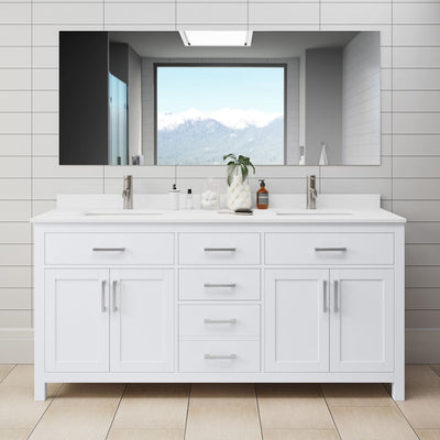 Beckett 72" Free Standing Double Basin Vanity Set with Wood Cabinet and Cultured Marble Vanity Top - image 1