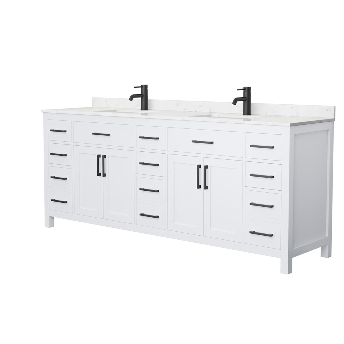 Beckett 84" Free Standing Double Basin Vanity Set with Cabinet and Cultured Marble Vanity Top