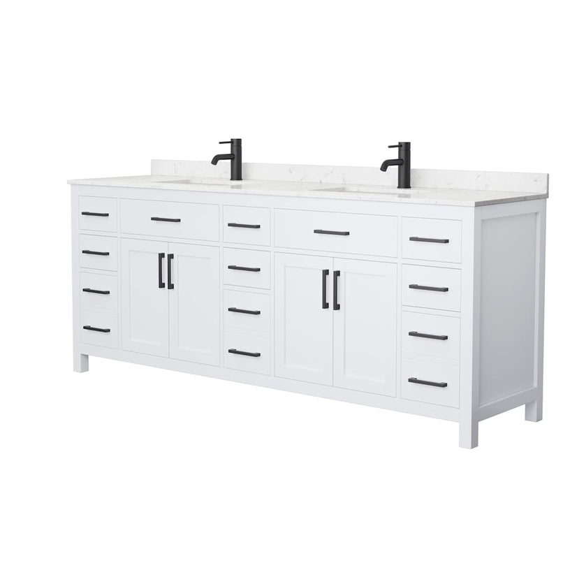 Beckett 84" Free Standing Double Basin Vanity Set with Cabinet and Cultured Marble Vanity Top - image 2