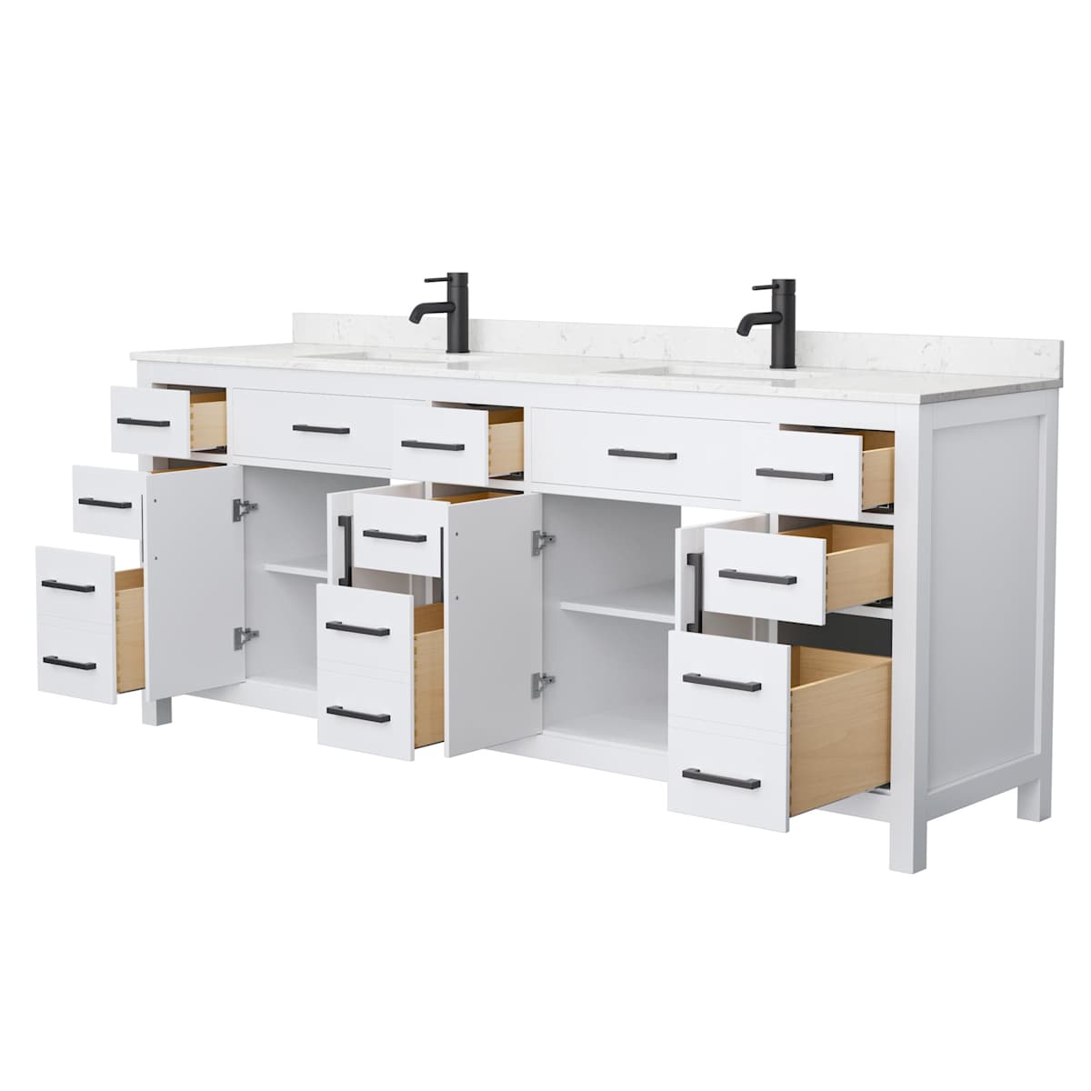Beckett 84" Free Standing Double Basin Vanity Set with Cabinet and Cultured Marble Vanity Top