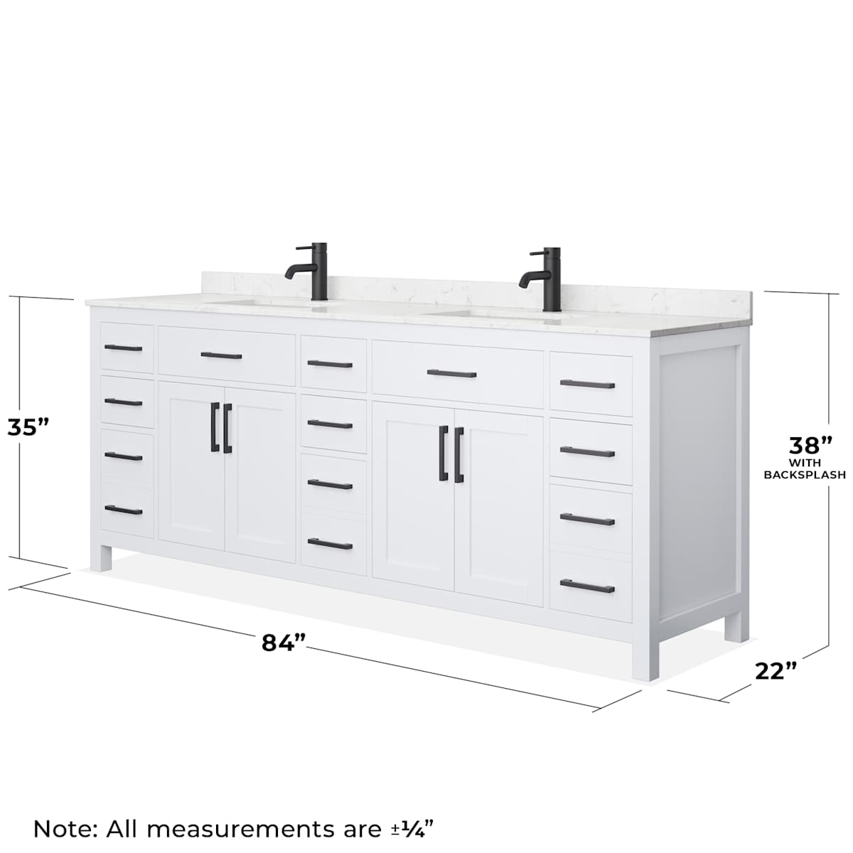 Beckett 84" Free Standing Double Basin Vanity Set with Cabinet and Cultured Marble Vanity Top